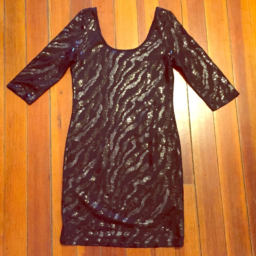 hello miss Black Sequin Mini Dress